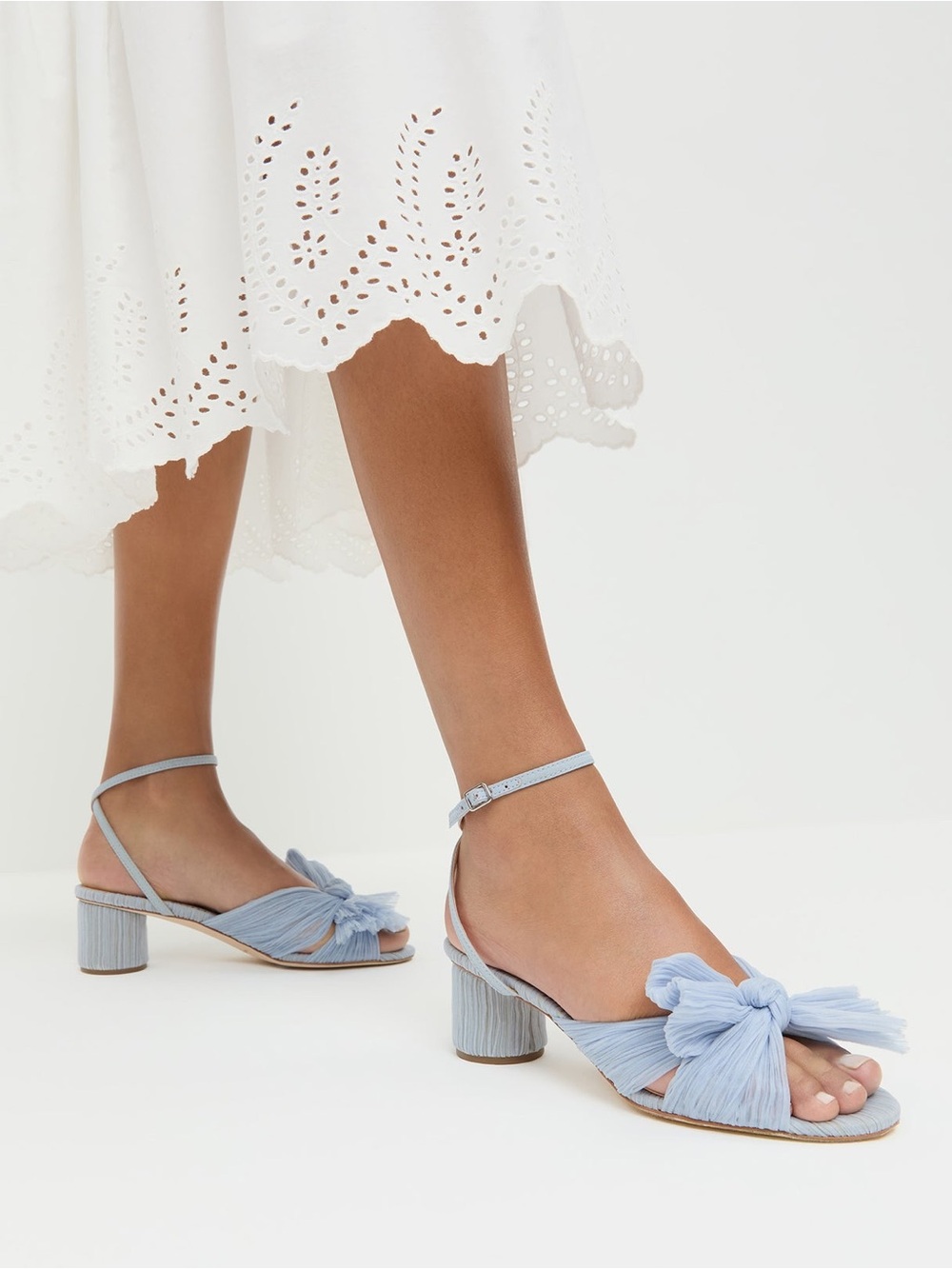 Loeffler Randall Dahlia Blue Pleated Bow Heel Size 9
